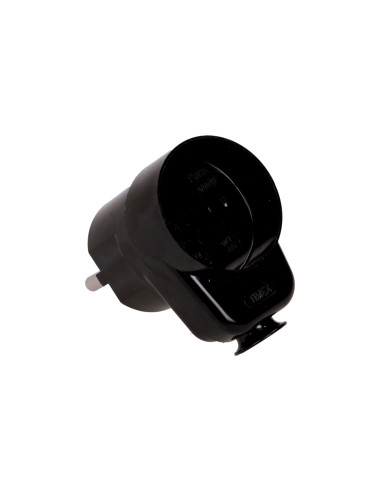 Wtyczka kątowa 2P z gniazdem, czarna