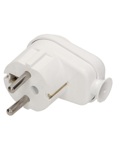 Wtyczka kątowa 2P+Z z uchwytem, biała