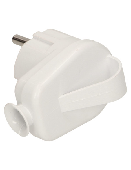 Wtyczka kątowa 2P+Z z uchwytem, biała