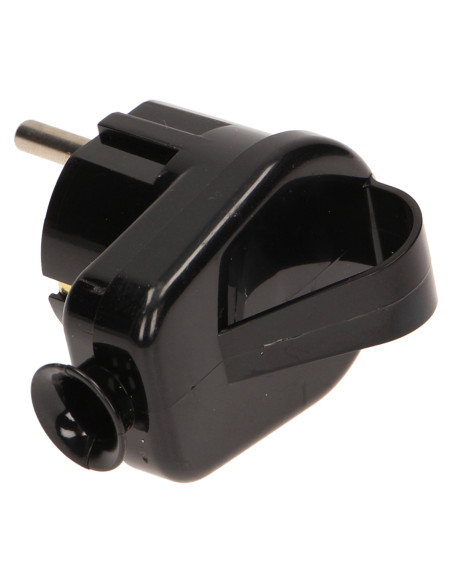 Wtyczka kątowa 2P+Z Schuko z uchwytem, czarna