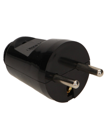 Wtyczka prosta 2P+Z, czarna