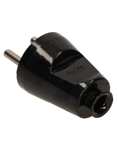 Wtyczka prosta 2P+Z, czarna