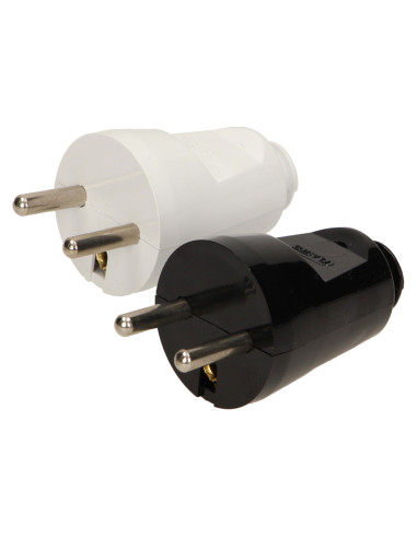 Wtyczka prosta 2P+Z, czarna