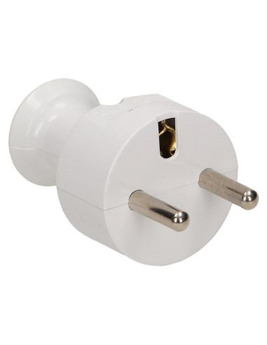 Wtyczka prosta 2P+Z, biała