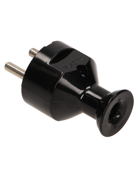 Wtyczka prosta 2P+Z, czarna