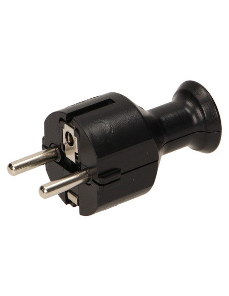 Wtyczka prosta 2P+Z Schuko, czarna