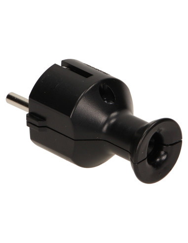 Wtyczka prosta 2P+Z Schuko, czarna