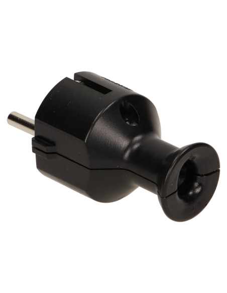 Wtyczka prosta 2P+Z Schuko, czarna