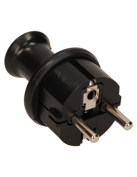 Wtyczka prosta 2P+Z Schuko, IP44, czarna