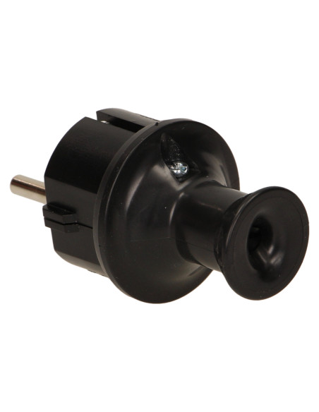 Wtyczka prosta 2P+Z Schuko, IP44, czarna