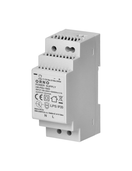 Zasilacz na szynę DIN 12VDC, 2A, 24W, szerokość 2 moduły