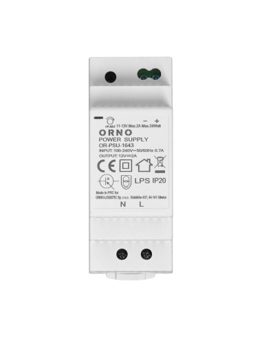 Zasilacz na szynę DIN 12VDC, 2A, 24W, szerokość...