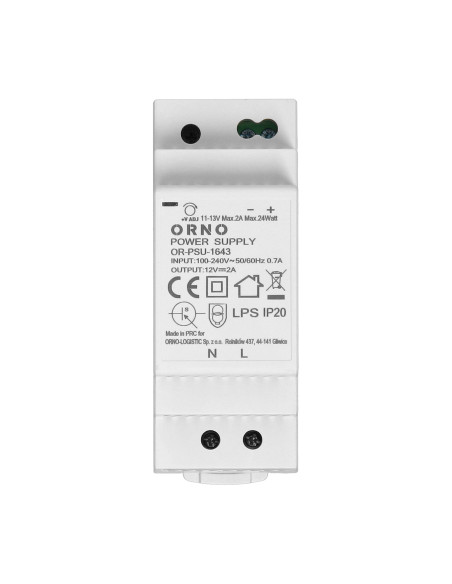 Zasilacz na szynę DIN 12VDC, 2A, 24W, szerokość 2 moduły