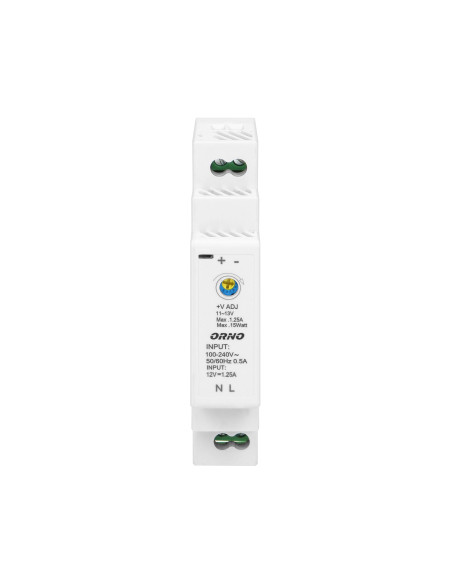 Zasilacz na szynę DIN 12VDC, 1,25A, 15W, szerokość 1 moduł