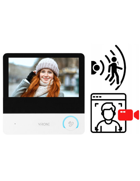 Wideodomofon VIRONE VDP-60FHD 7" z Czytnikiem Breloków RFID Pamięć Menu PL CETI Full HD