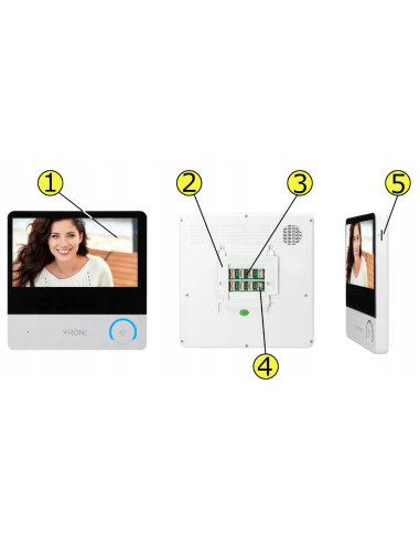 Wideodomofon VIRONE VDP-60FHD 7" z Czytnikiem Breloków RFID Pamięć Menu PL CETI Full HD