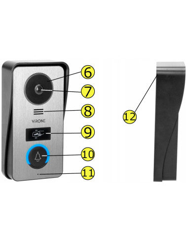Wideodomofon VIRONE VDP-60FHD 7" z Czytnikiem Breloków RFID Pamięć Menu PL CETI Full HD