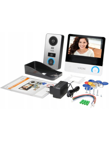 Wideodomofon VIRONE VDP-60FHD 7" z Czytnikiem Breloków RFID Pamięć Menu PL CETI Full HD