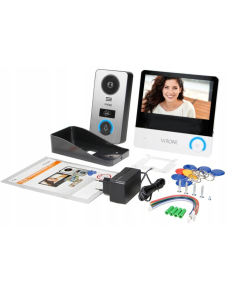 Wideodomofon VIRONE VDP-60FHD 7" z Czytnikiem Breloków RFID Pamięć Menu PL CETI Full HD