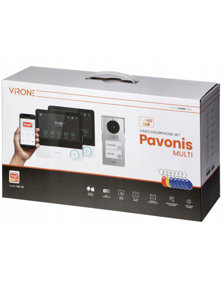 Wideodomofon DWURODZINNY WIFI z Czytnikiem Breloków RFID 2 Monitory LCD 7" Aplikacja TUYA PAVONIS MULTI