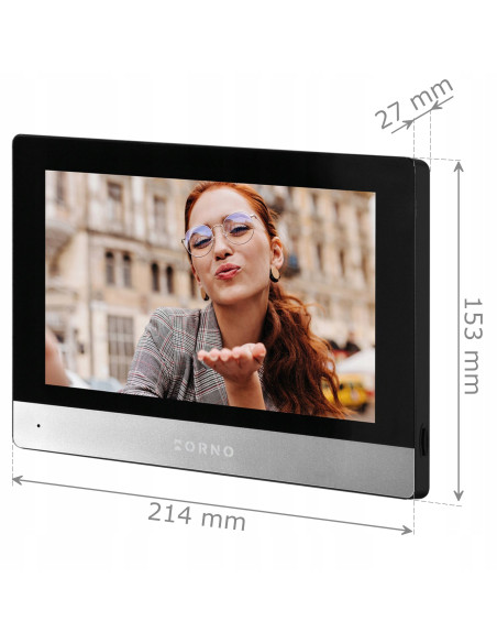 Wideodomofon ORNO OR-VID-MA-1080/B GAYD WIFI Tuya 2-Żyłowy LCD 8" z Szyfratorem na Kod Breloki Full HD