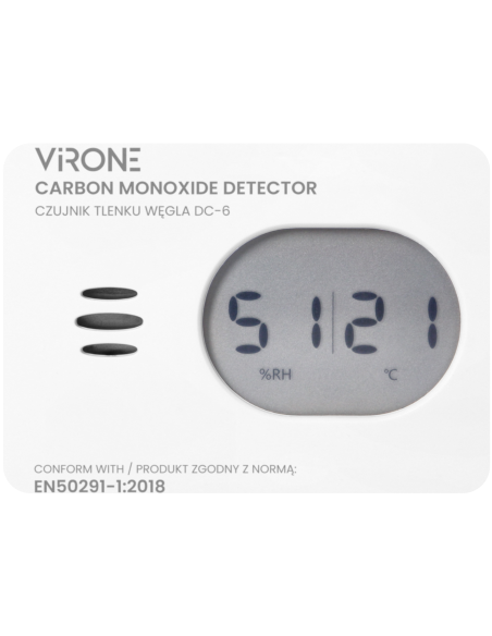 CZUJNIK CZADU DETEKTOR TLENKU WĘGLA GAZU CO LCD + TERMOMETR + BATERIE