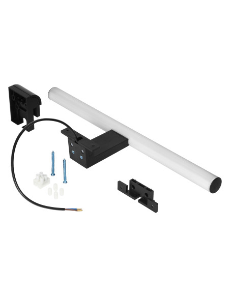 PEEGEL LED 6W, lampa nad lustro, 540lm, 4000K, dł.40 cm, tworzywo sztuczne+akryl, czarna