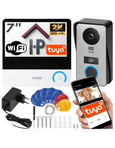 Wideodomofon Virone VDP-78 AVONI WIFI FULL HD 7" z Czytnikiem Breloków RFID Furtka + Brama + APLIKACJA TUYA
