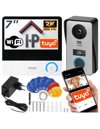 Wideodomofon Virone VDP-78 AVONI WIFI FULL HD 7" z Czytnikiem Breloków RFID Furtka + Brama + APLIKACJA TUYA