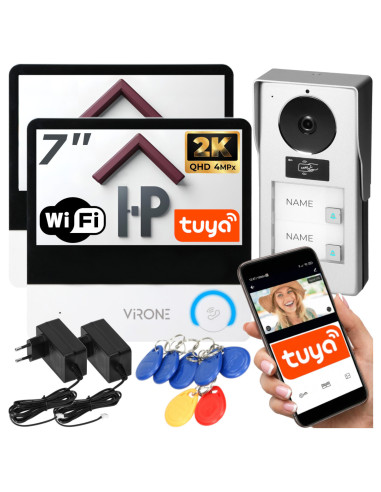 Wideodomofon DWURODZINNY 2 Monitory LCD 7" WIFI...