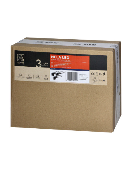 NELA zestaw 3 lamp podszafkowych LED, 2x2W+7,5W, 4000K, z USB, czarny