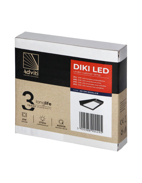 DIKI lampka podszafkowa LED, 2W, 170lm, 4000K, czarna