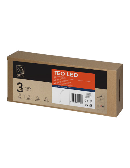 TEO lampka nocna LED, 1,8/7,5W, 90lm, 4000K, z USB, biała