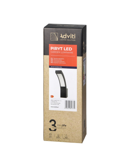 PIRYT LED 10W, oprawa ogrodowa  800lm, IP54, 4000K, szara