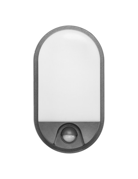 NEFRYT LED 10W, oprawa ogrodowa z czujnikiem ruchu PIR, 800lm, IP54, 4000K, szara