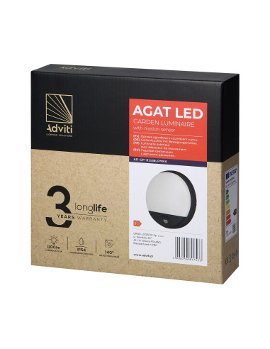 AGAT LED 15W, oprawa ogrodowa z czujnikiem...