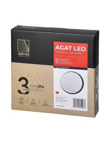 AGAT LED 15W, oprawa ogrodowa, 1100lm, IP54,...