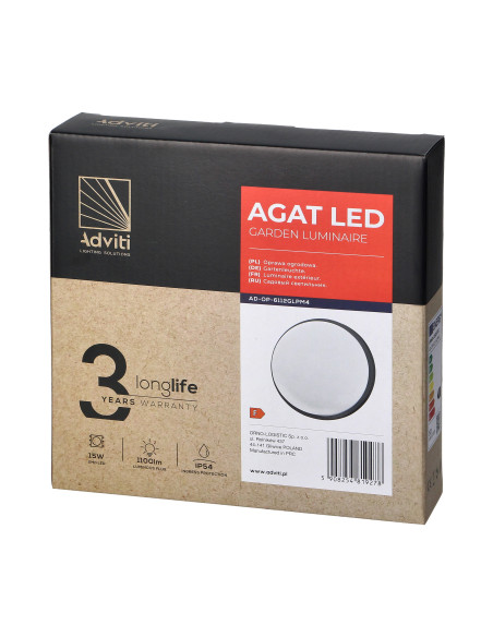 AGAT LED 15W, oprawa ogrodowa, 1100lm, IP54, 4000K, szara