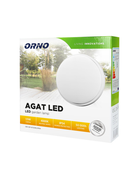 AGAT LED 15W, oprawa ogrodowa, 1100lm, IP54, 4000K, biała