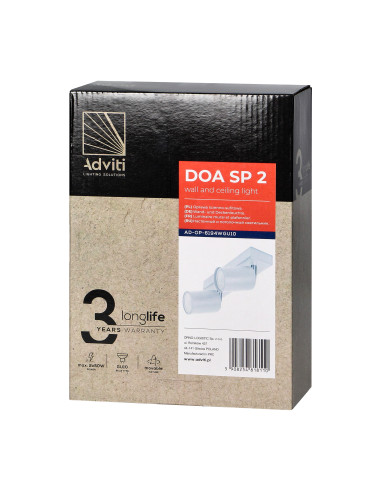 DOA SP 2, oprawa ścienno-sufitowa, GU10 max....