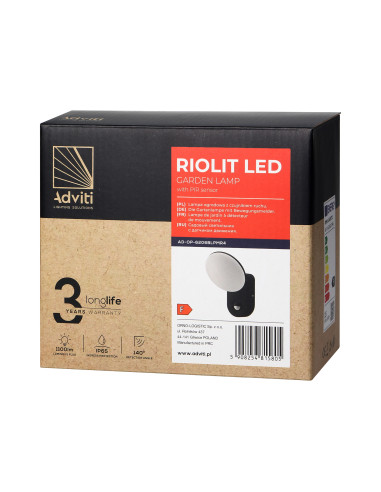 RIOLIT LED 15W, oprawa ogrodowa z czujnikiem...