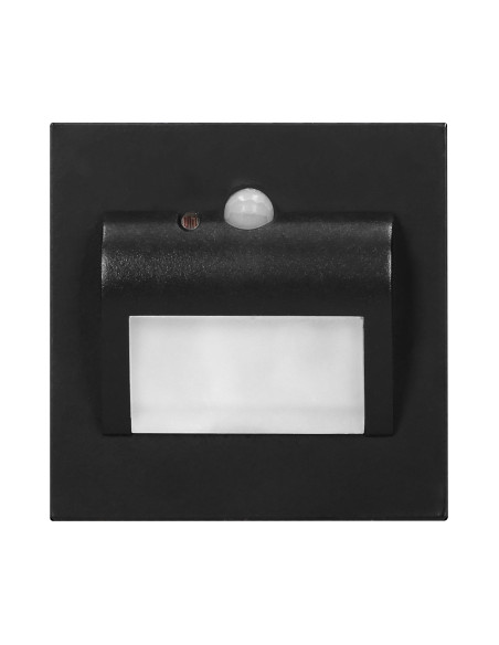 DRACO LED NEW 1,5W, oprawa schodowa podtynkowa, 12VDC, 30lm, 4000K, czarna, czujnik ruchu i zmierzchu