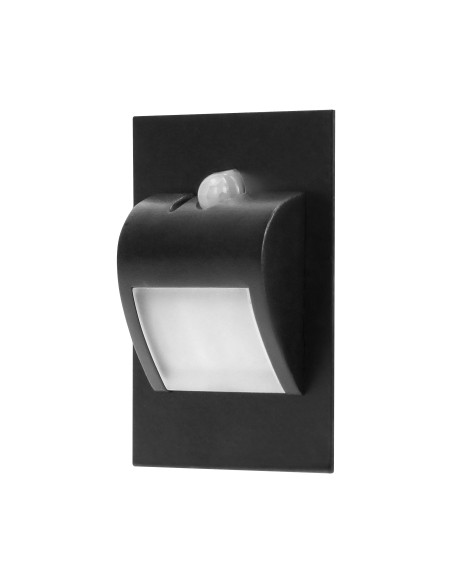 DRACO LED NEW 1,5W, oprawa schodowa podtynkowa, 12VDC, 30lm, 4000K, czarna, czujnik ruchu i zmierzchu