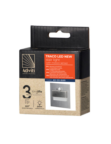 TRACO LED 1,5W, oprawa schodowa podtynkowa,...