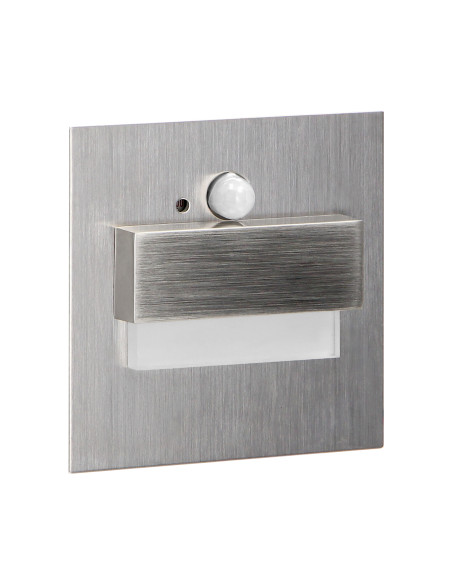 TRACO LED 1,5W, oprawa schodowa podtynkowa, 12VDC, 30lm, 4000K, satyna, czujnik ruchu i zmierzchu