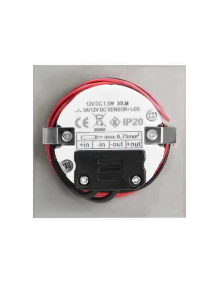 TRACO LED 1,5W, oprawa schodowa podtynkowa, 12VDC, 30lm, 4000K, satyna, czujnik ruchu i zmierzchu