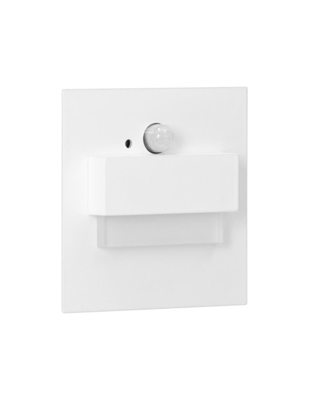 TRACO LED 1,5W, oprawa schodowa podtynkowa, 12VDC, 30lm, 6000K, biała, czujnik ruchu i zmierzchu