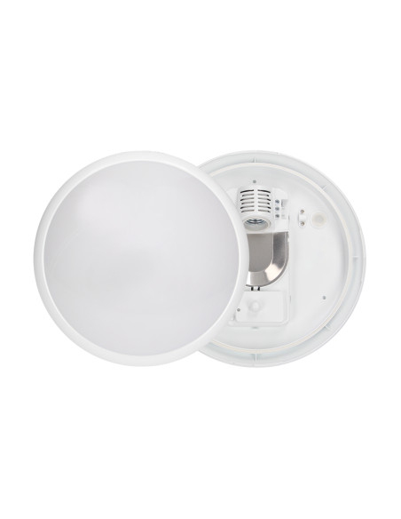 BREVA, plafon oświetleniowy z mikrofalowym czujnikiem ruchu, 60W, E27, IP44, poliwęglan mleczny