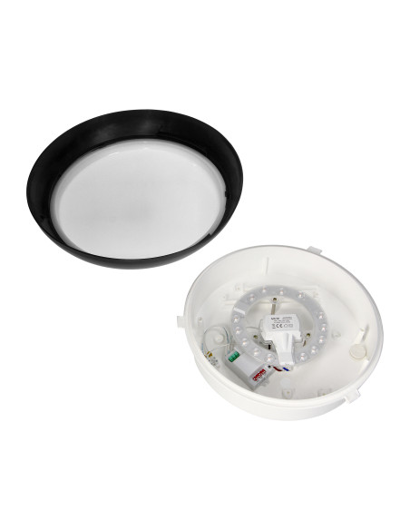  KOKO oprawa LED z mikrofalowym czujnikiem ruchu, 12W, 3000K, 1100lm, czarna-polipropylen, klosz matowy-poliwęglan,...