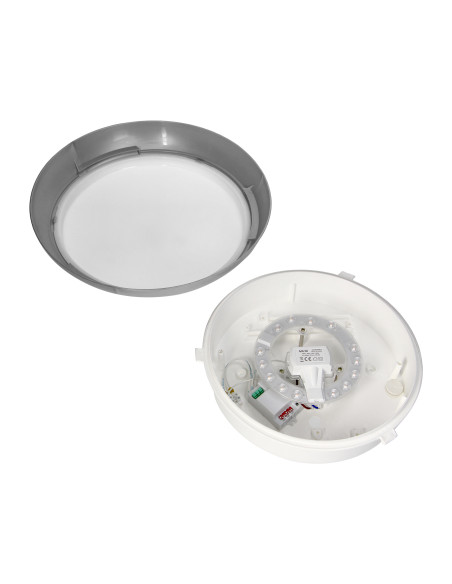  KOKO oprawa LED z mikrofalowym czujnikiem ruchu, 12W, 3000K, 1100lm, srebrna-polipropylen, klosz matowy-poliwęglan,...